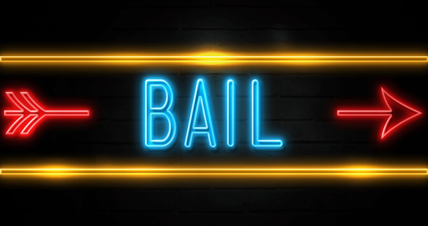 neon sign bail with arrow