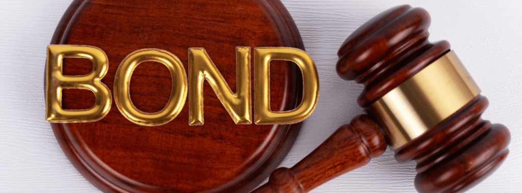 gavel with the word bond