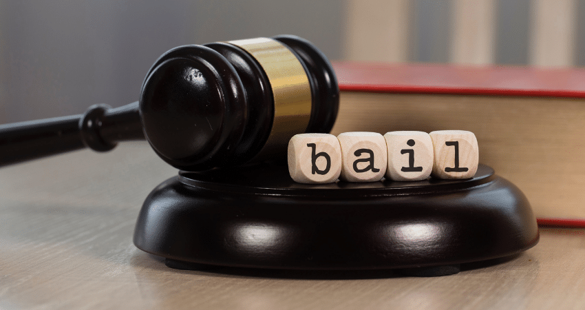 gavel with blocks that say bail